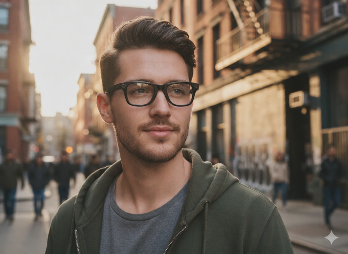 video de joven con lentes inteligentes