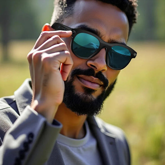 Hombre con lentes inteligentes