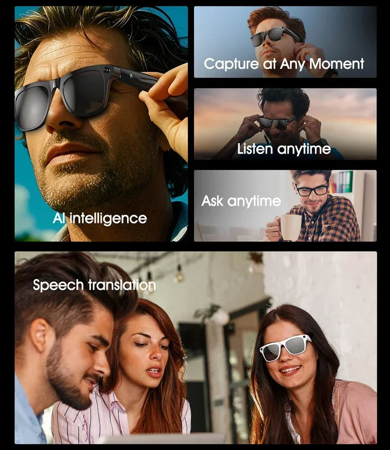 Lentes Inteligentes con Cámara HD con IA, Bluetooth y Control por Voz | Unisex
